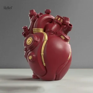 Art actuel : sculpture en forme de coeur, pièce décorative