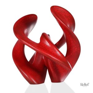 Sculpture Abstraite Union Rouge 40 cm, design moderne