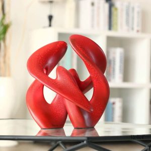 Statue design contemporaine en rouge