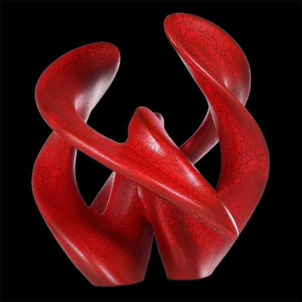 Objet d'art design rouge, sculpture unique