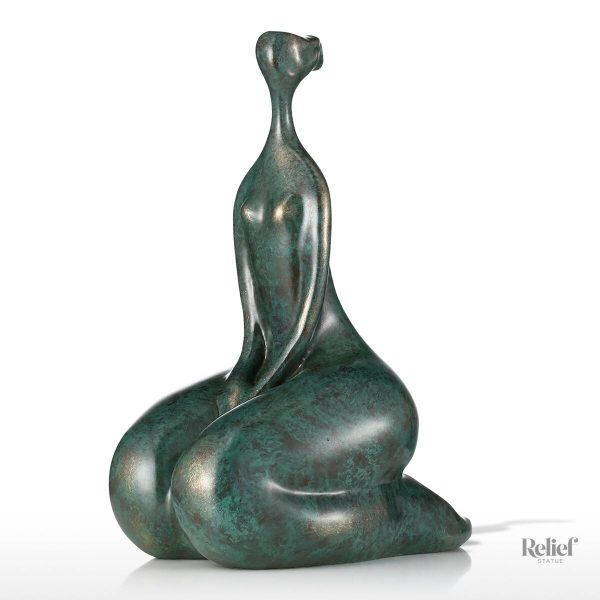 Décor moderne : statue de femme assise, ronde, 30 cm