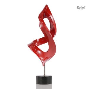 Sculpture abstraite design rouge 37 cm