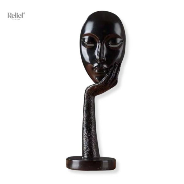Sculpture contemporaine visage femme pensive
