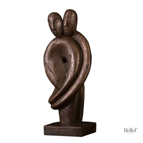 Œuvre d'art en bronze, duo amoureux stylisé