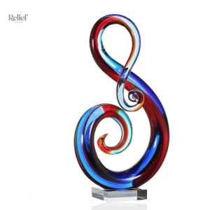 Sculpture moderne en verre multicolore design
