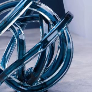 Sculpture en verre bobine bleu, design élégant et moderne
