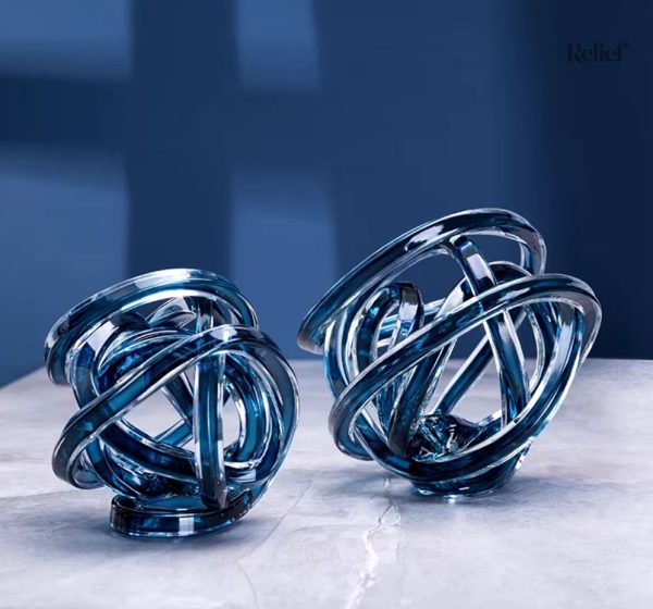 Sculpture en verre, bobine torsadée, décoration intérieure raffinée
