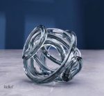 Sculpture en verre torsadée gris 16 cm
