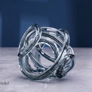 Sculpture en verre torsadée gris 16 cm