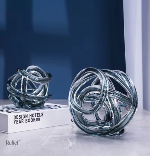 Sculpture décorative en verre gris, design unique 16 cm