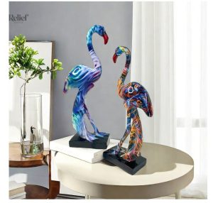 Décoration flamant rose moderne, 35 cm en hauteur