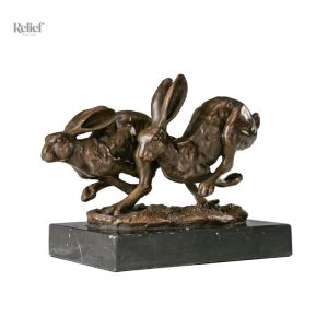 Lapin en bronze, statue décorative pour intérieur