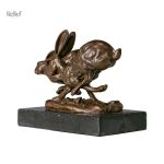 Sculpture Lapin, œuvre d'art en bronze véritable