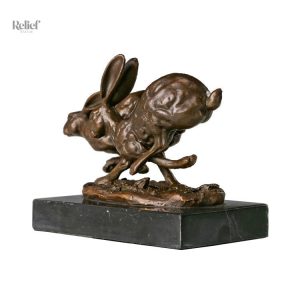 Sculpture Lapin, œuvre d'art en bronze véritable