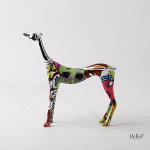 Sculpture chien contemporain en couleurs vives