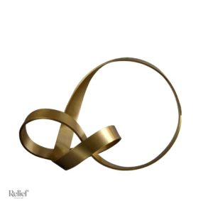 Sculpture métal doré en forme de ruban, 18 cm