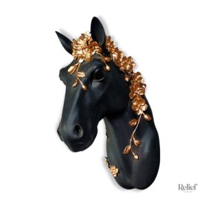 Sculpture murale tête de cheval, design artistique et moderne