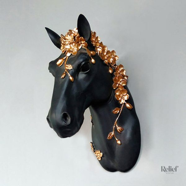 Décoration murale unique en forme de tête de cheval en sculpture