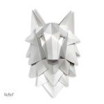 Sculpture murale tête de loup en design origami