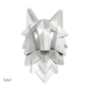 Sculpture murale tête de loup en design origami