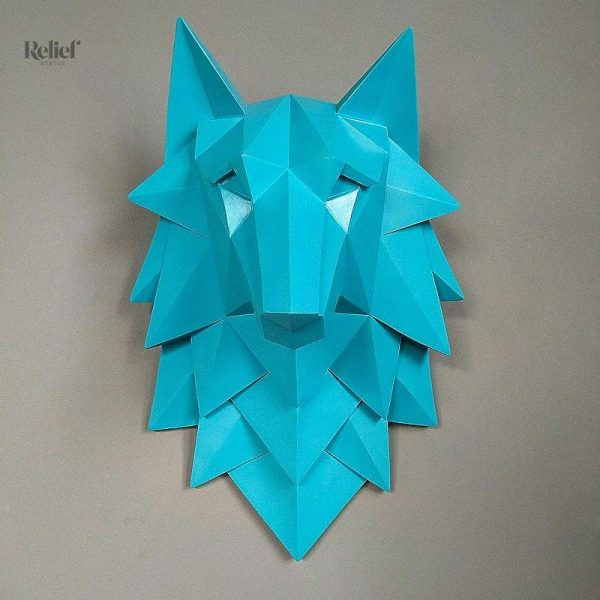 Design moderne de tête de loup en sculpture murale