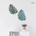 Sculpture murale feuille en métal 28 cm, design élégant