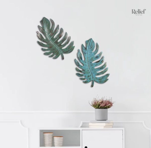 sculpture-murale-feuille-en-metal-28-cm-1 Sculpture murale feuille en métal 28 cm, design élégant