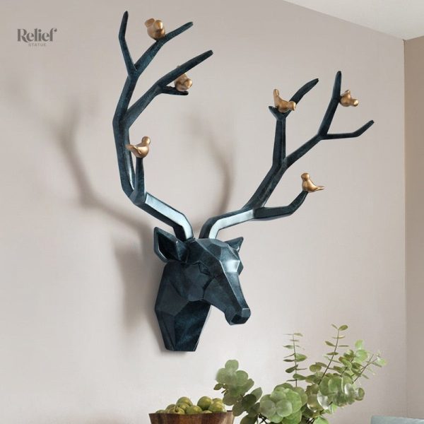 Design mural unique en forme de cerf origami