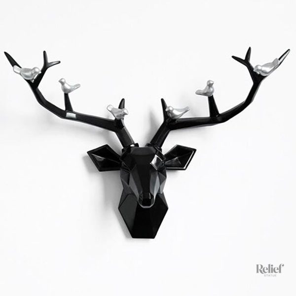 Art murale origami, tête de cerf stylisée