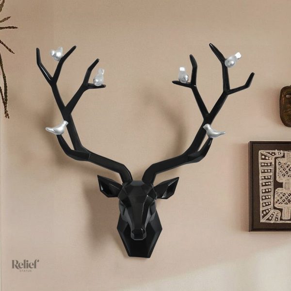 Sculpture murale : élégante tête de cerf origami
