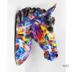Sculpture murale tête de cheval pop art 28 cm
