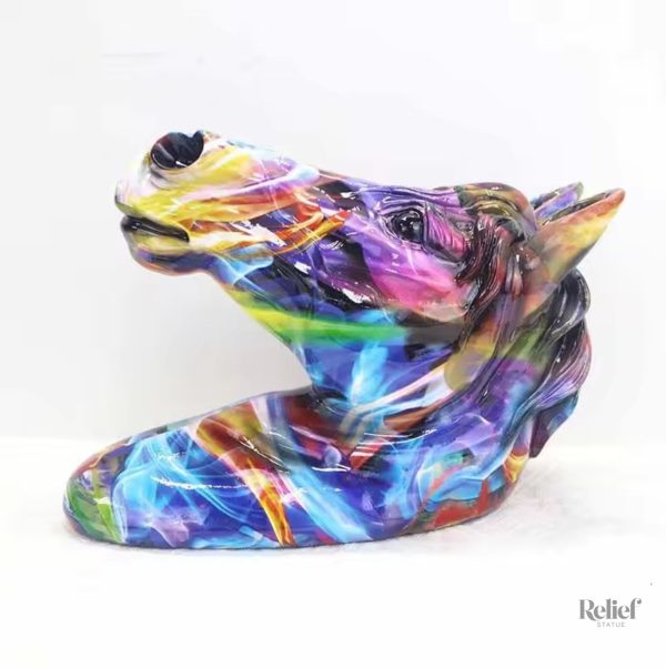 Statue décorative cheval pop art, 28 cm de hauteur