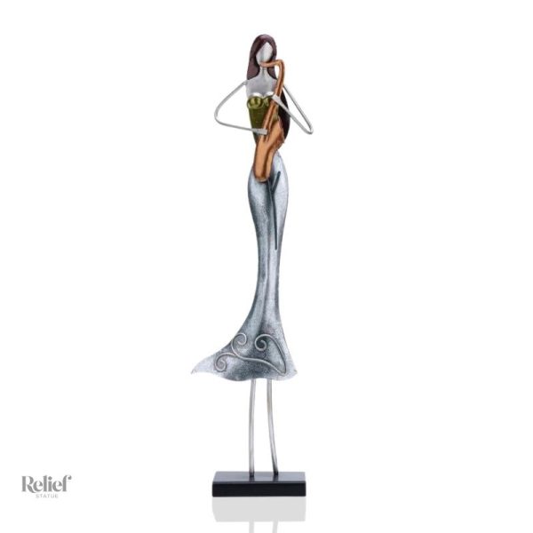sculpture-musicienne-1 Statue femme musicienne en métal de 50 cm