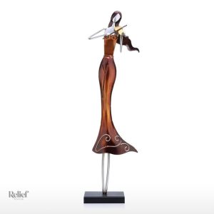 Décoratif : statue femme musicienne 50 cm