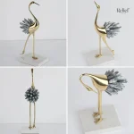 Statue d'oiseau élégante en métal, décoration raffinée