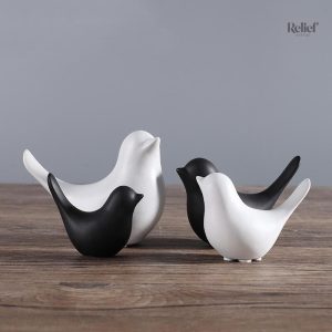 Céramique Oiseau, duo stylisé pour une ambiance apaisante