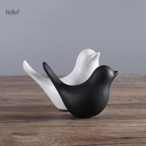 Duo d'oiseaux en céramique, objet d'art pour votre espace