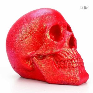 Crâne décoratif scintillant de 18 cm pour intérieur