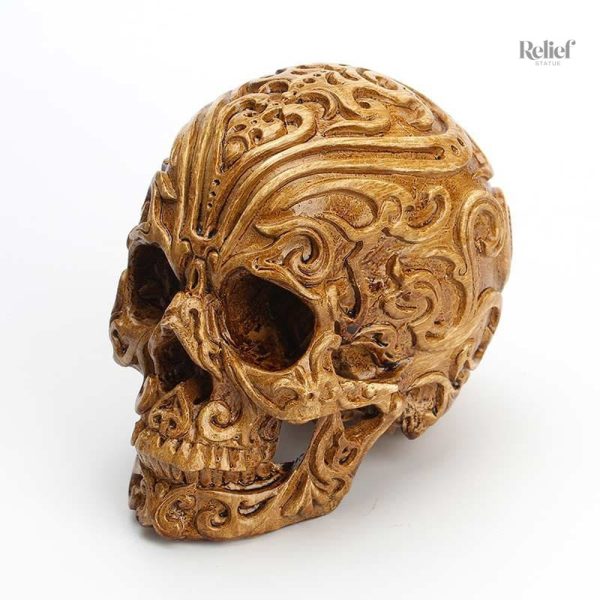 Tête de mort sculptée en bois, idéal pour la décoration