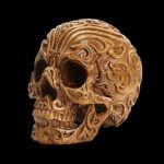 Ornement en bois tête de mort, style gothique et artisanal