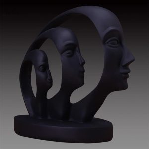 Art décoratif, statue homme avec motifs abstraits uniques