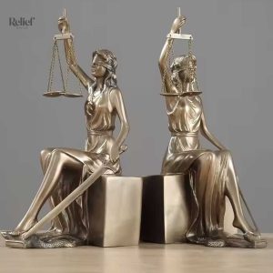 Serre-livres statue de la Justice en bronze - Lot de 2 pièces