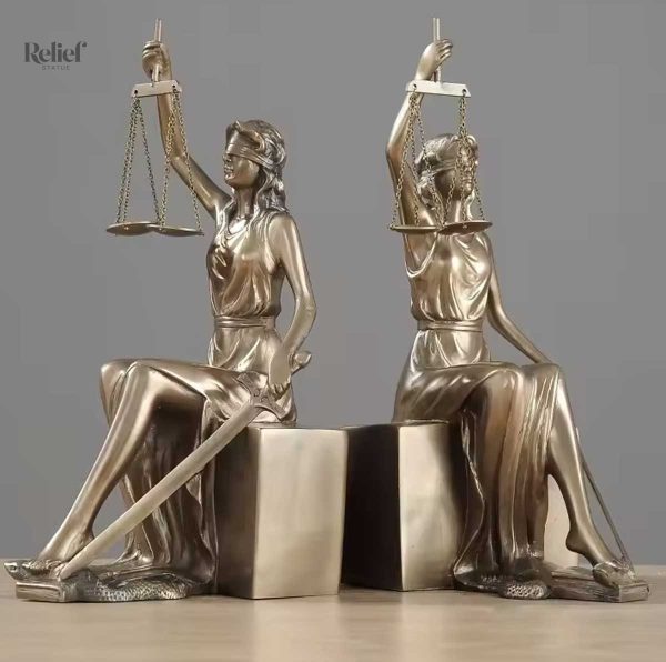 Serre-livres statue de la Justice en bronze - Lot de 2 pièces