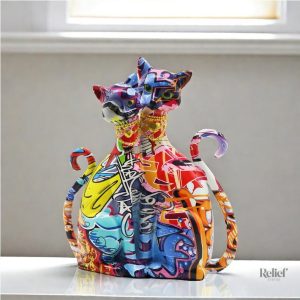 Figurine décorative chat siamois style graffiti