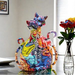 Animal en résine : statue de chats siamois modernes