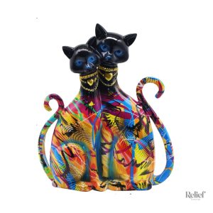 Statue chats siamois en résine, 25 cm de hauteur