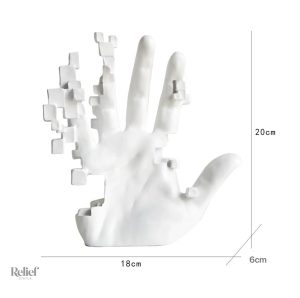 Sculpture design main en mosaïque, 20 cm, style contemporain
