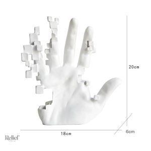 Sculpture design main en mosaïque, 20 cm, style contemporain
