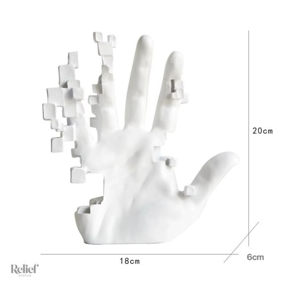 Sculpture design main en mosaïque, 20 cm, style contemporain