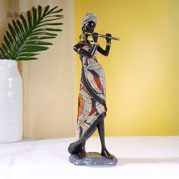 Art africain : statue femme en bois décorative